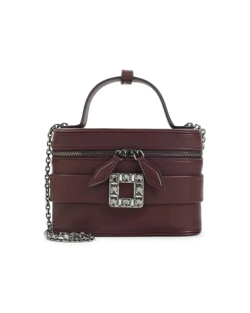 Roger Vivier Clutches Structured Burgundy Nappa Leather Clutch rot Rot