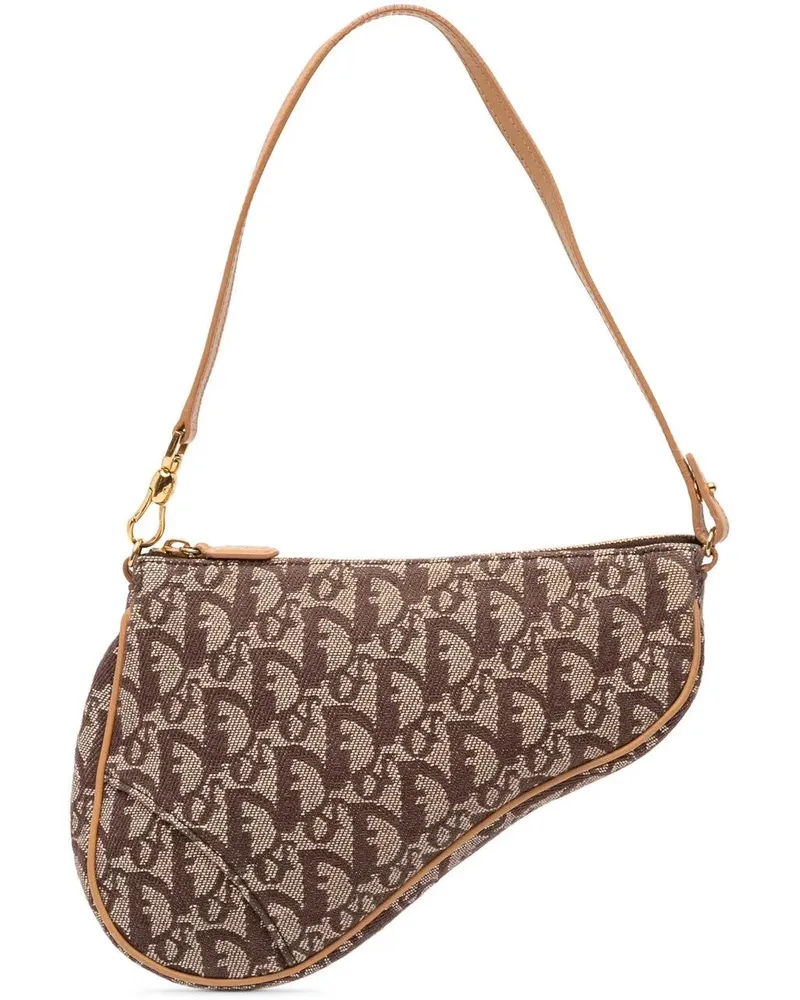 Dior Hobo Bags Mini Diorissimo Canvas Saddle Pochette braun Braun