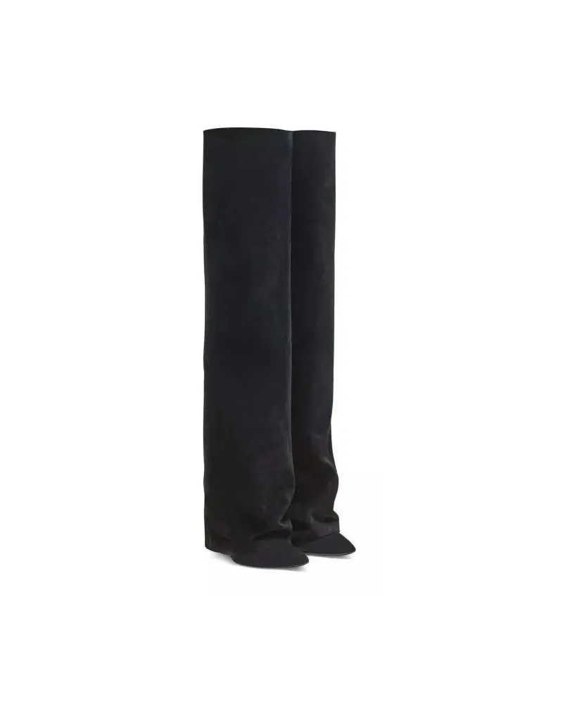 Balmain Stiefel Ariel Suede Knee-High Boots schwarz Schwarz