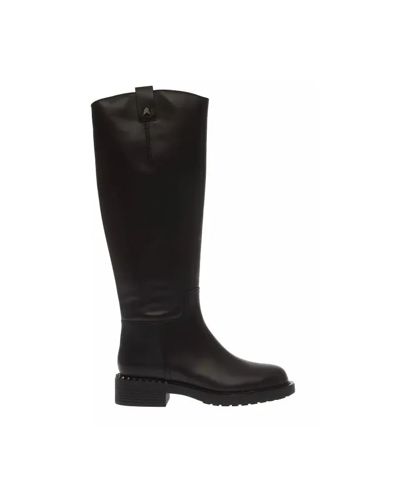 ash Stiefel Black Leather Boot With Gun Studs schwarz Schwarz
