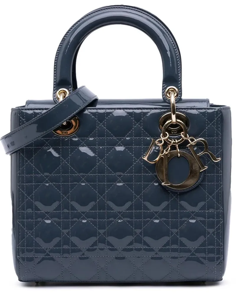 Dior Hobo Bags 2020 Medium Patent Cannage Lady Dior blau Blau