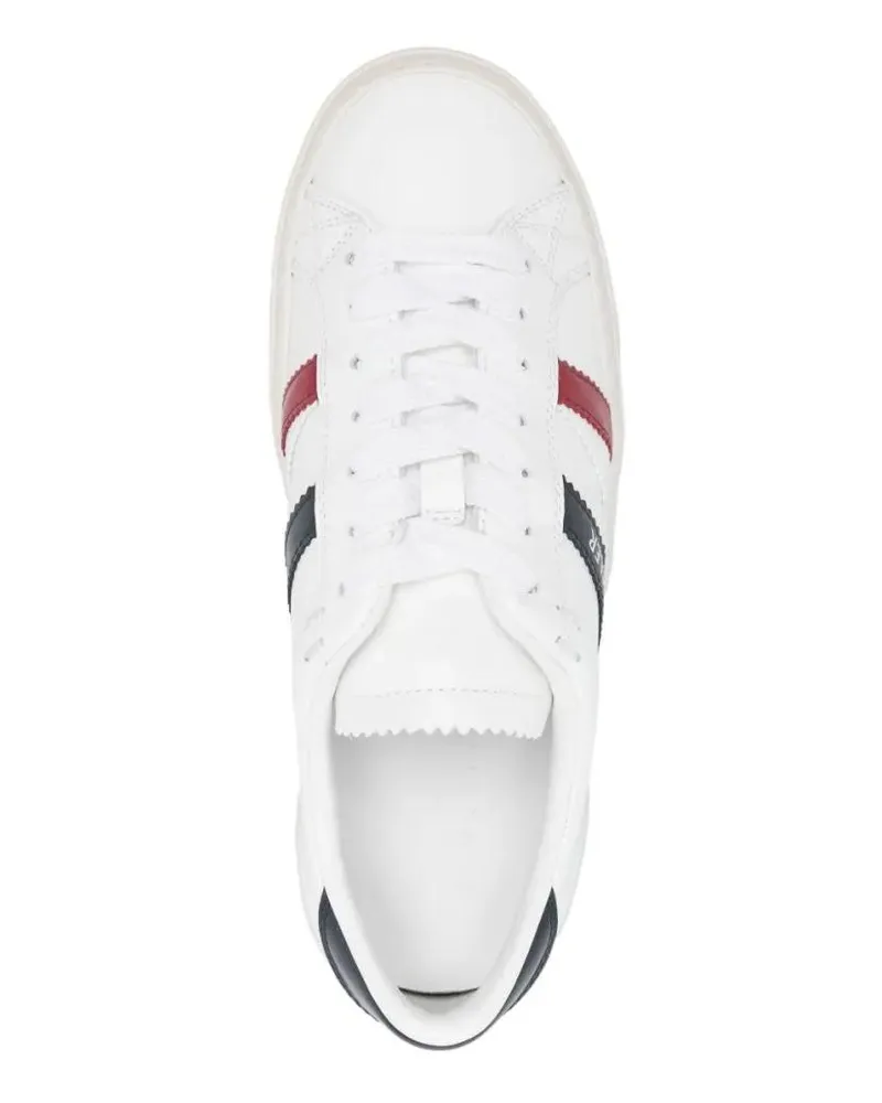 Moncler Low-Top Sneaker White Leather Sneakers With Navy And Red Accents weiß Weiß