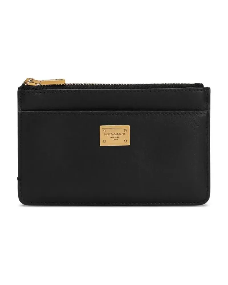 Dolce & Gabbana Clutches Rectangular Calfskin Clutch With Gold-Tone Accents schwarz Schwarz