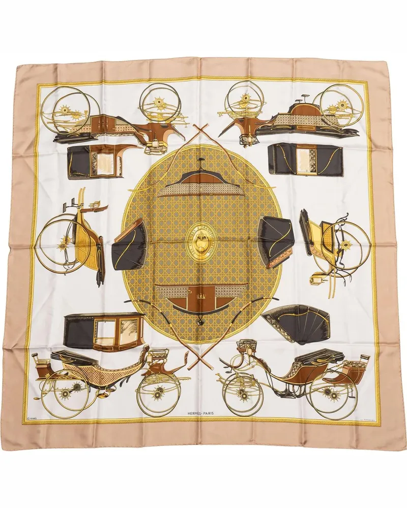Hermès Tücher & Schals Hermes Classic Carriage Silk Carre 90 Scarf Tuch braun Braun