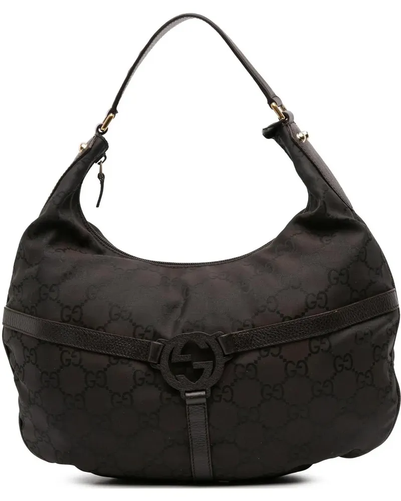 Gucci Hobo Bags GG Nylon Reins Hobo Bag braun Braun