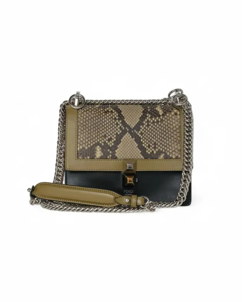 Fendi Hobo Bags Kan I Small Tricolor Python Black schwarz Schwarz