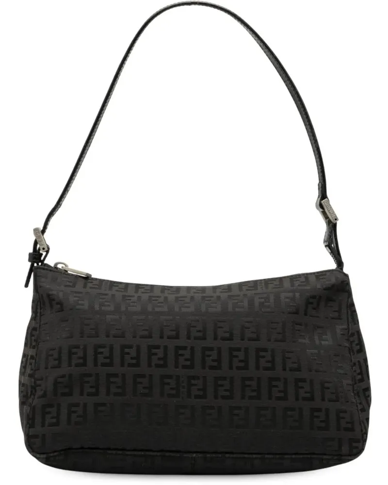 Fendi Hobo Bags Zucchino Canvas Pochette schwarz Schwarz