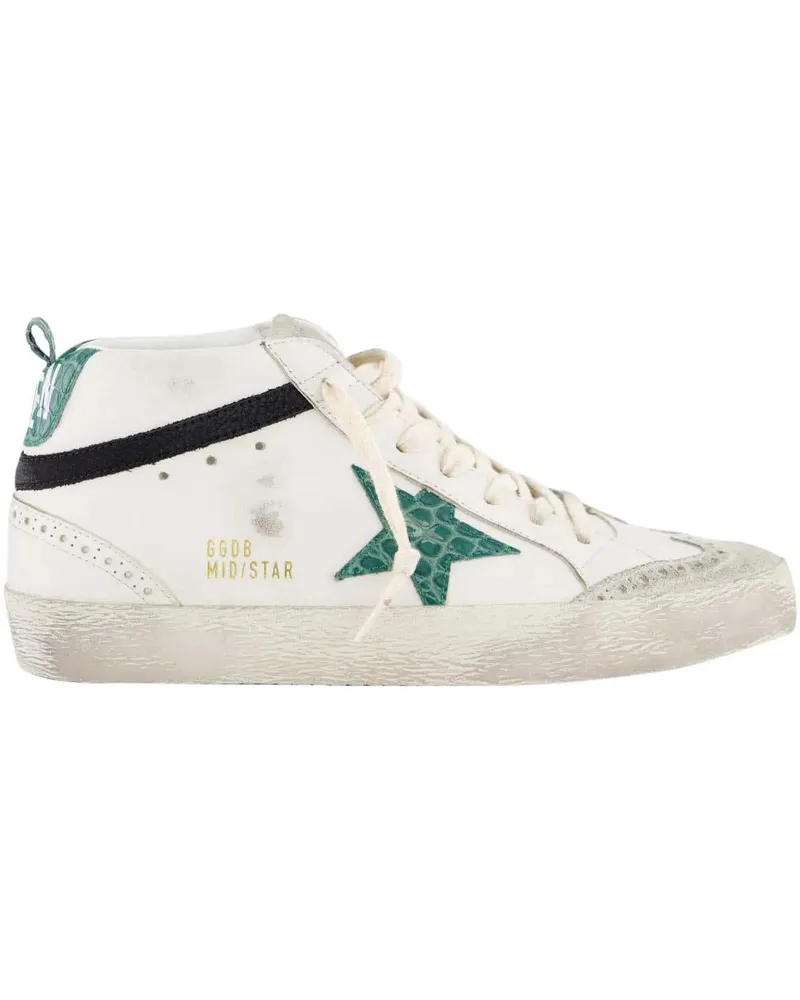 Golden Goose Low-Top Sneaker Dames Mid Star Sneaker Wit/Groen weiß Weiß