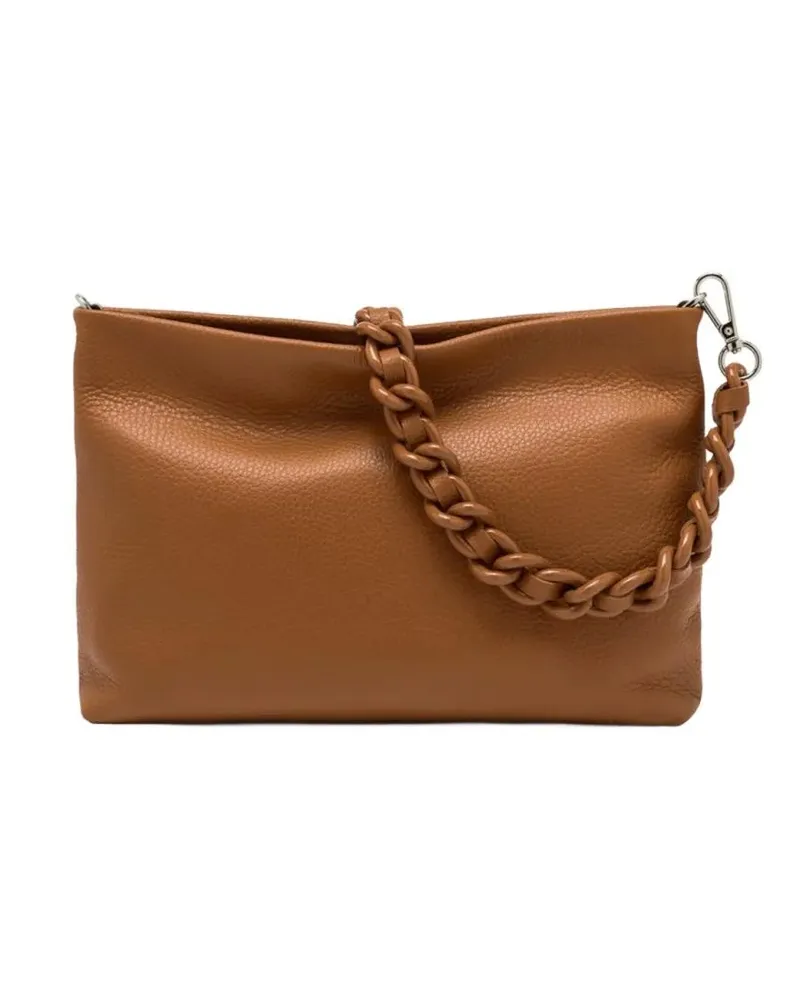 Gianni Chiarini Clutches Hammered Leather Flake Handbag With Braided Strap braun Braun