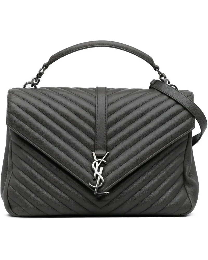Saint Laurent Hobo Bags Large Chevron Sheepskin Monogram College Bag grau Grau
