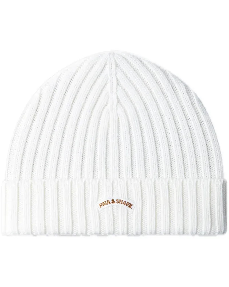Paul & Shark Caps & Mützen Wool Beanie weiß Weiß