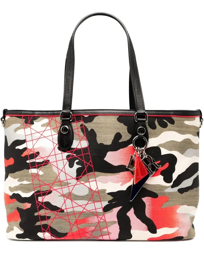 Dior Shopper Anselm Reyle Medium Canvas Camouflage Tote grau Grau