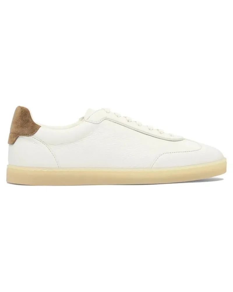 Brunello Cucinelli Low-Top Sneaker Lace-Up Sneakers With Textured Leather Upper weiß Weiß