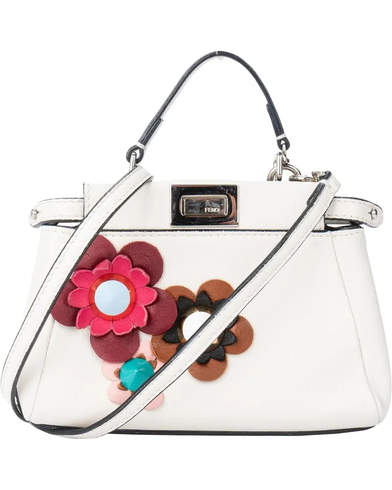 Fendi Crossbody Bags  White Leather Micro Peekaboo Handbag bunt Bunt
