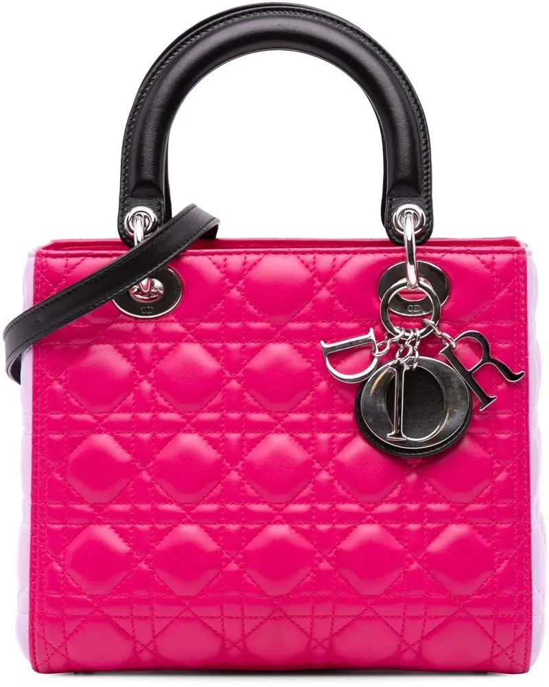 Dior Hobo Bags Medium Tricolor Lambskin Cannage Lady Dior pink Rosa