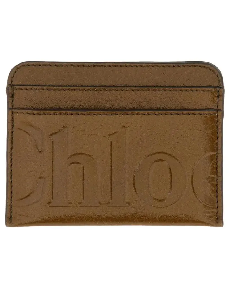 Chloé Portemonnaie Leather Card Holder braun Braun