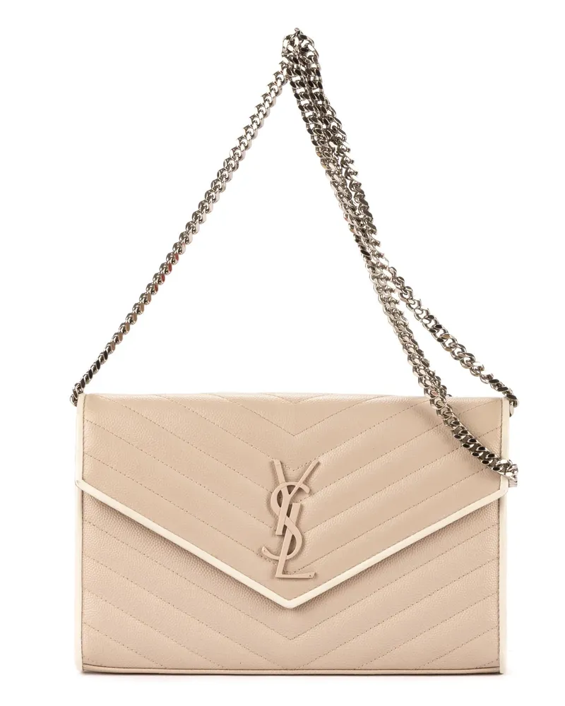 Saint Laurent Crossbody Bags Cassandre Enveloppe Chain Wallet taupe Taupe
