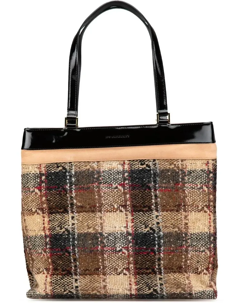 Burberry Shopper 2000-2017 Plaid Tweed Tote braun Braun