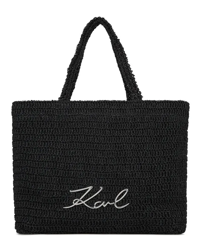 Karl Lagerfeld Shopper K/Signature Gehäkelte Strandtasche schwarz Schwarz