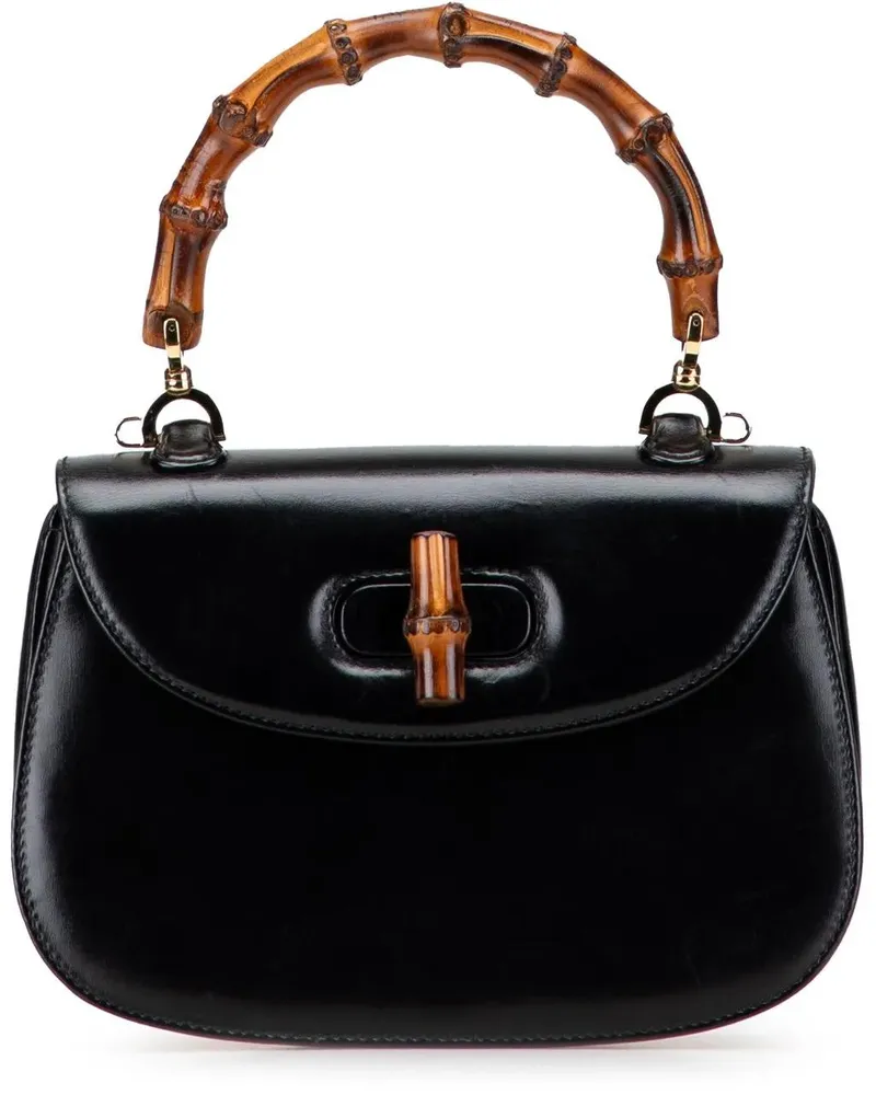 Gucci Hobo Bags Calfskin Bamboo Night schwarz Schwarz