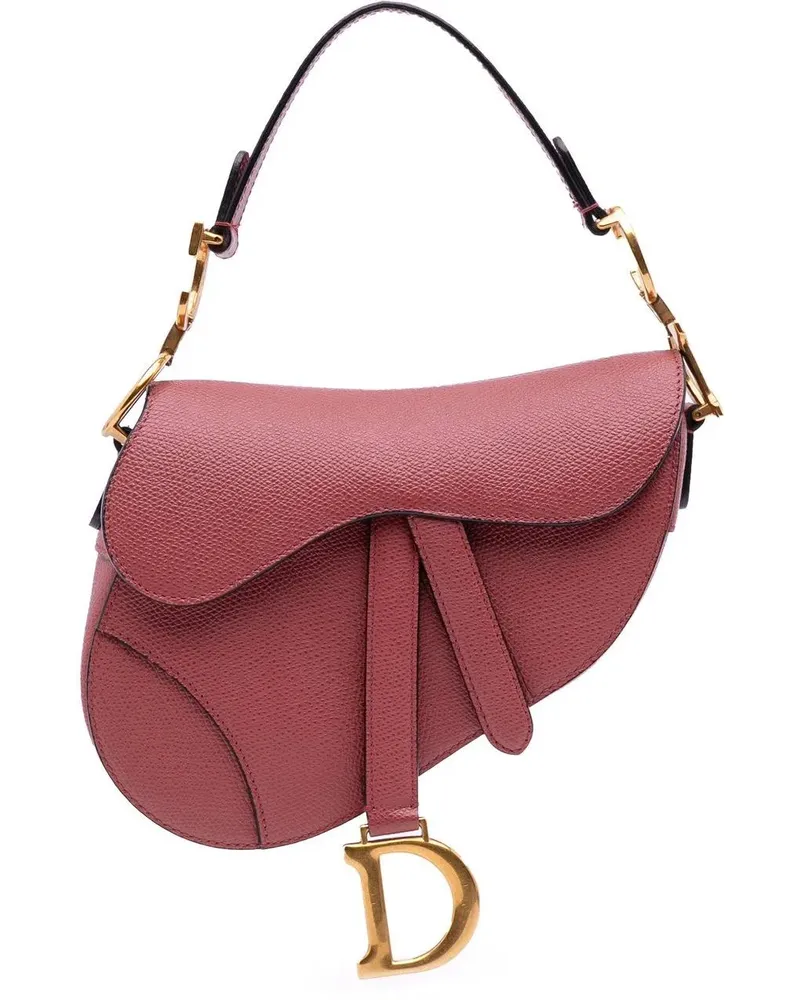Dior Hobo Bags Mini Grained Calfskin Saddle Bag rot Rot