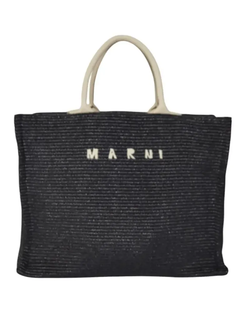 Marni Shopper & Totes Large Tote Bag In Black Raffia Effect Fabric schwarz Schwarz