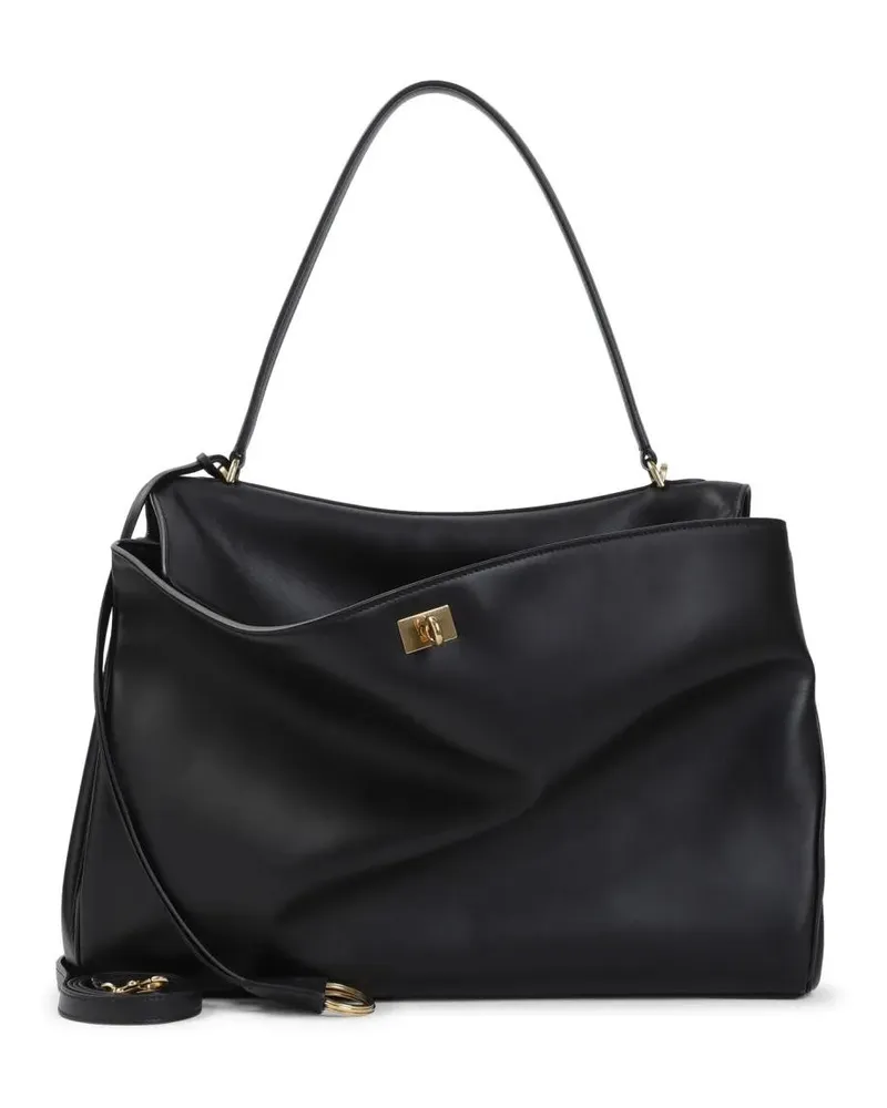 Balenciaga Hobo Bags Black Calf Leather Handbag With Gold-Tone Accents schwarz Schwarz