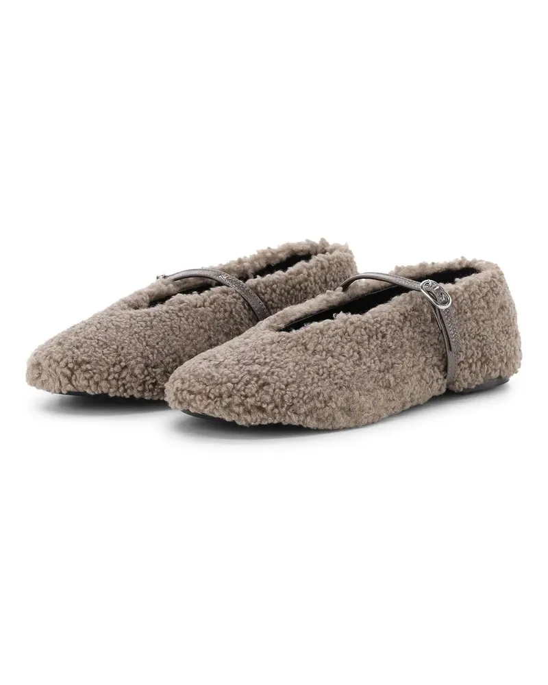 Fabio Rusconi Low-Top Sneaker Mary-Jane Ballerinas mit Fell braun Braun