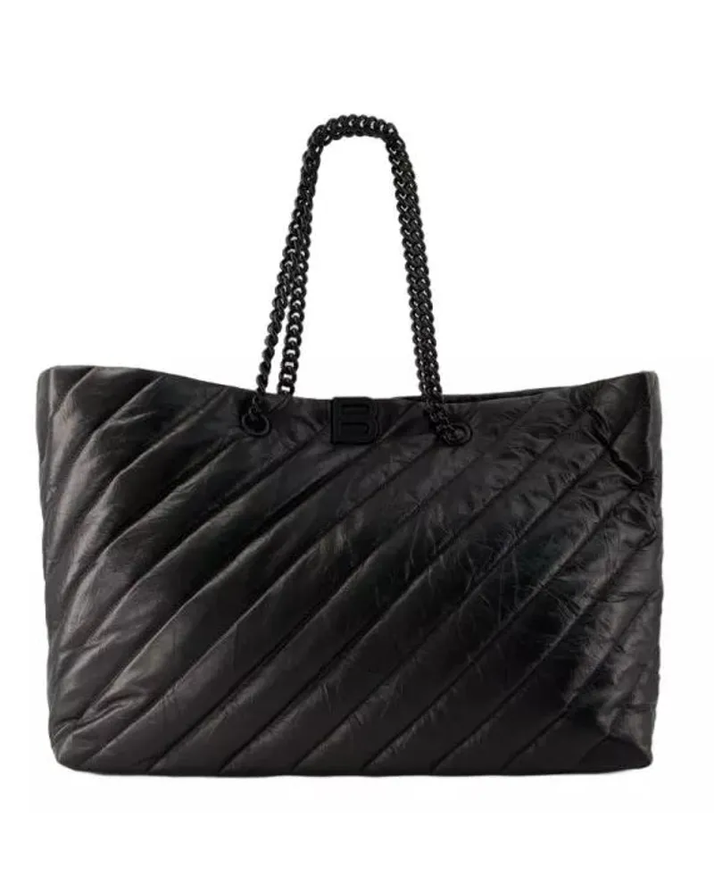 Balenciaga Tote Crush Carry All L Shopper Bag - Leather - Black Schwarz