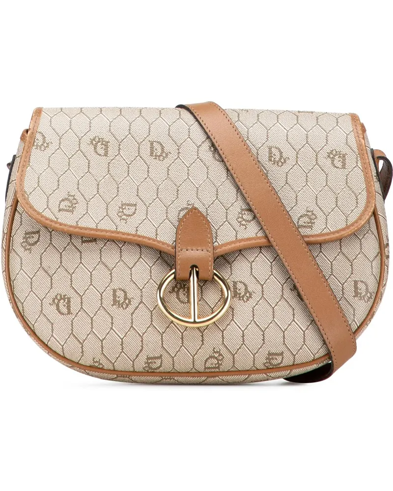 Dior Hobo Bags Honeycomb Coated Canvas Crossbody braun Braun