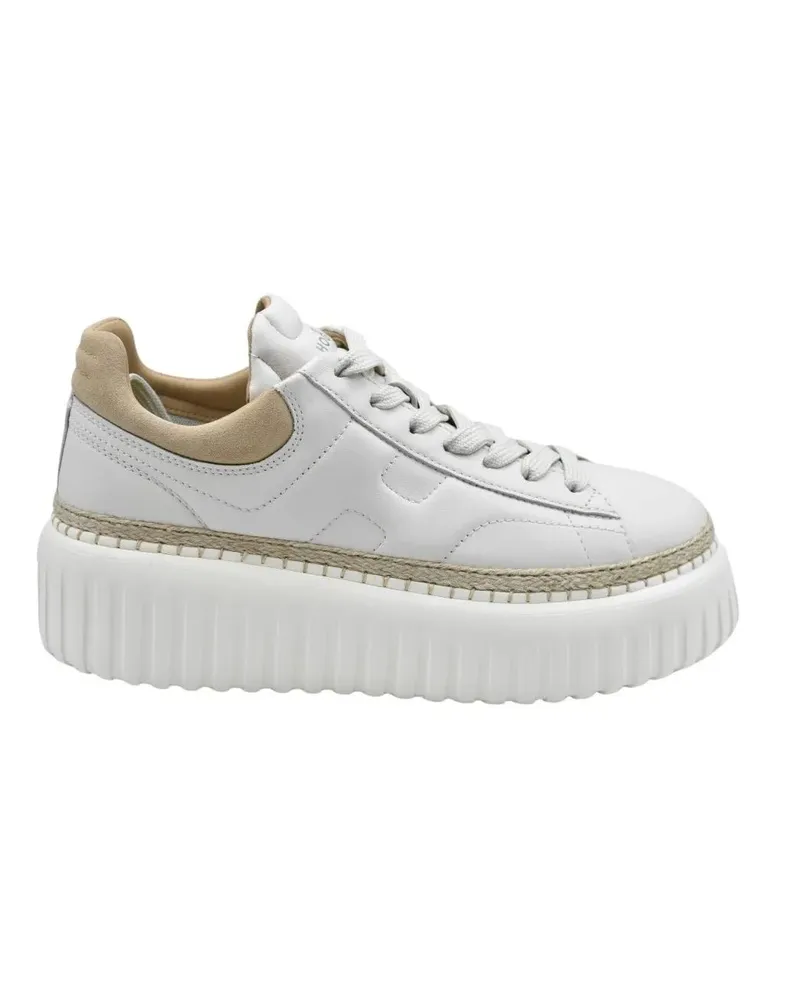 Hogan Low-Top Sneaker Ivory Brown Lace-Up Sneakers With Textured Sole beige Beige