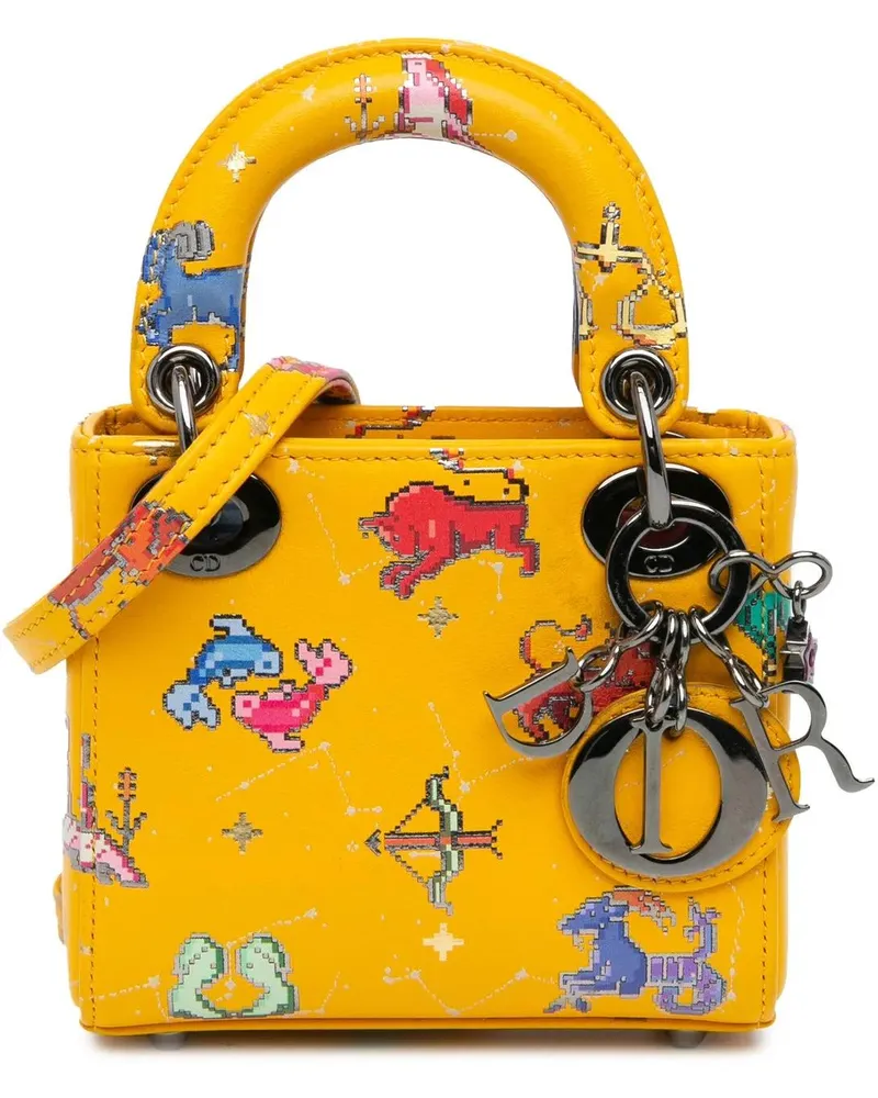 Dior Hobo Bags Micro Calfskin Pixel Zodiac Lady Dior gelb Gelb