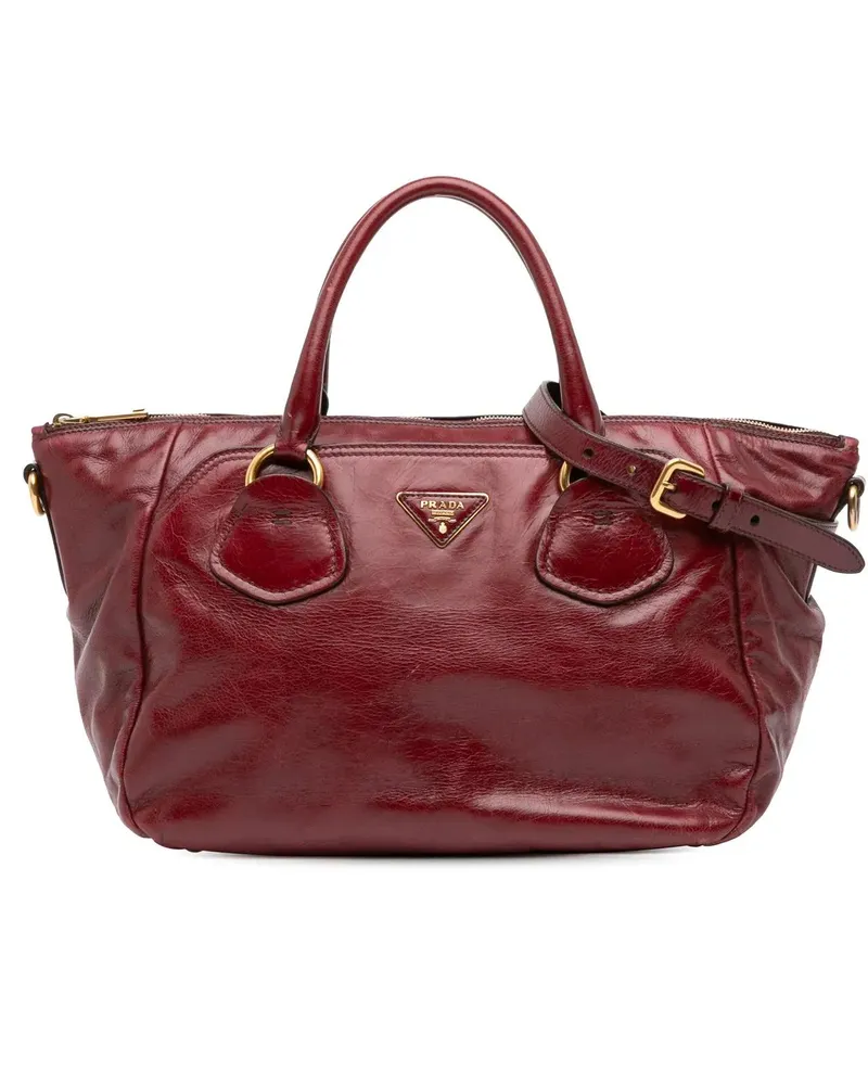 Prada Hobo Bags Vitello Shine Satchel rot Rot