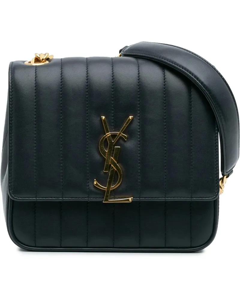 Saint Laurent Hobo Bags Medium Lambskin Monogram Vicky Chain Bag blau Blau