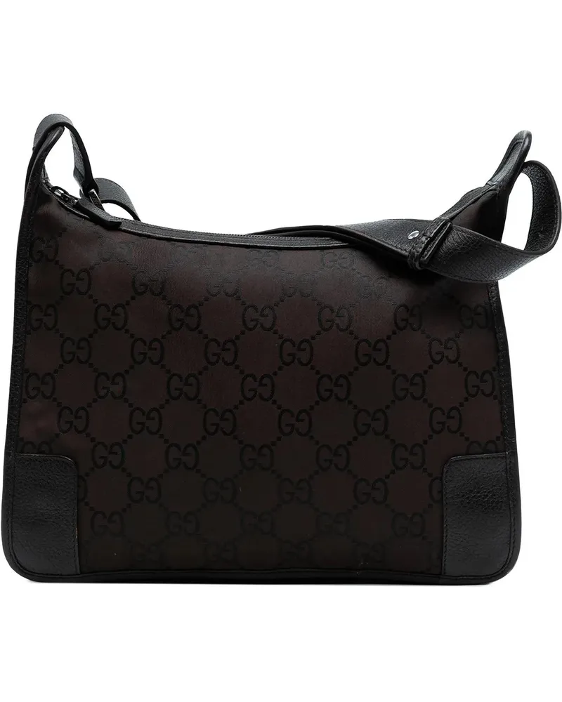 Gucci Hobo Bags GG Nylon Shoulder Bag braun Braun