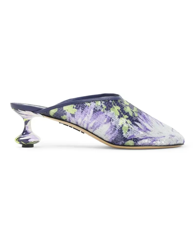 Loewe Slipper & Pantoletten Floral Patterned  Slippers With Sculpted Heel grau Grau
