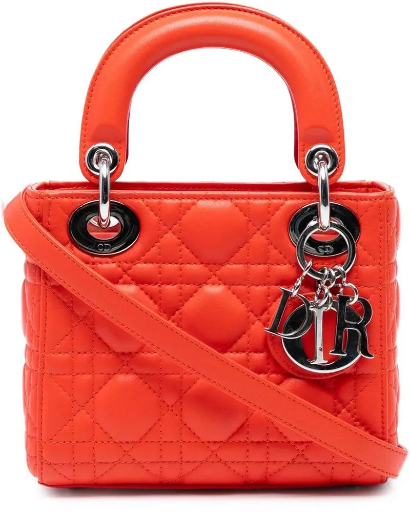Dior Hobo Bags Mini Lambskin Cannage Lady Dior orange Orange