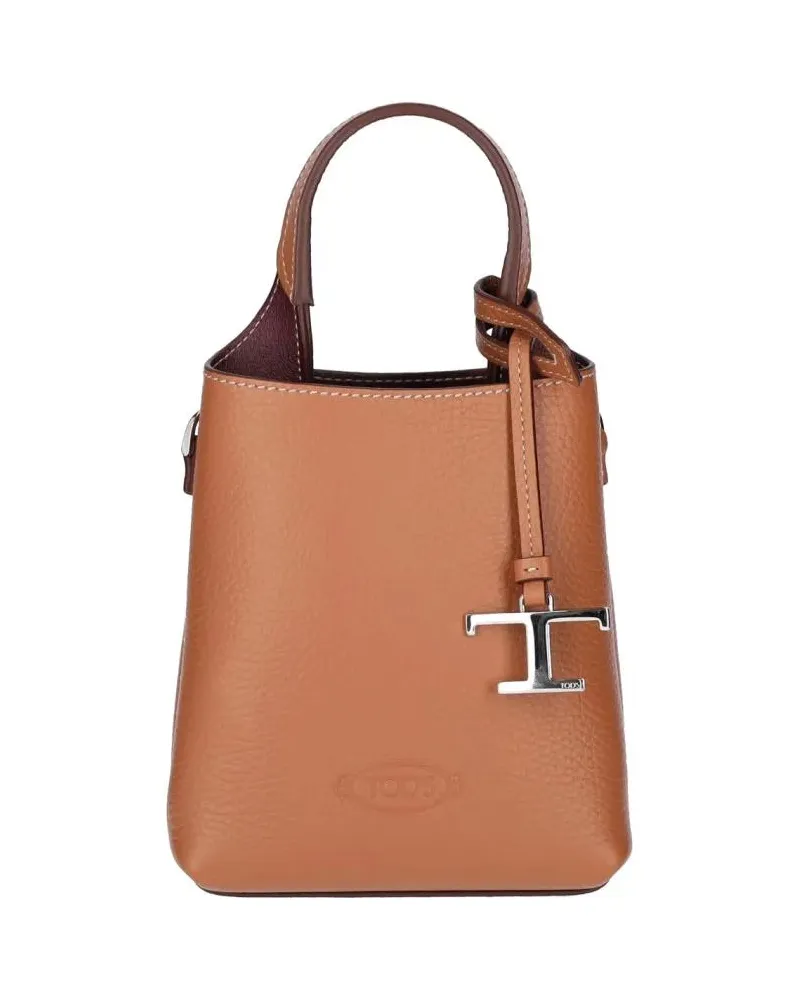 TOD'S Hobo Bags Structured Textured Leather Handbag braun Braun