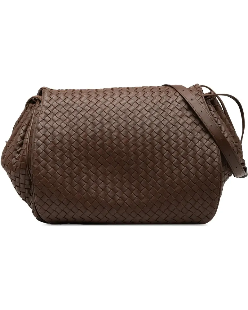 Bottega Veneta Hobo Bags Nappa Intrecciato Flap Crossbody braun Braun