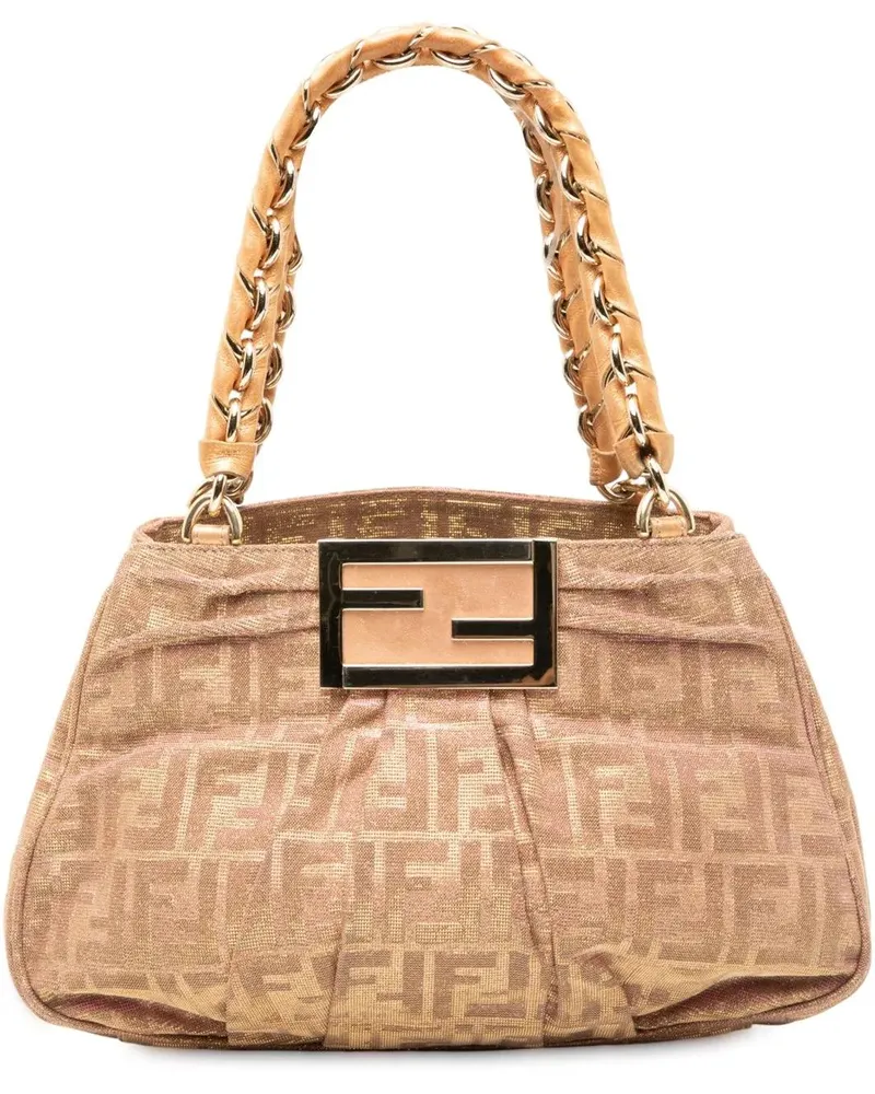 Fendi Shopper Small Zucca Metallic Lurex Mia Chain Tote braun Braun
