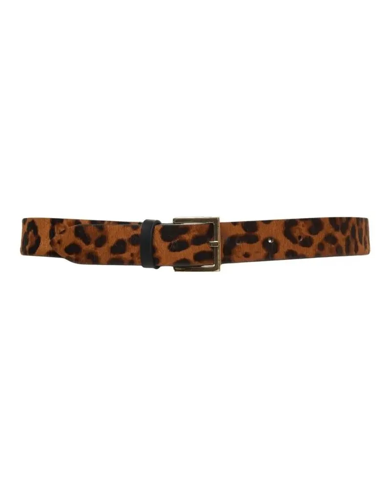 Orciani Gürtel Animal Print Calfskin Belt With Matte Metal Buckle rot Rot