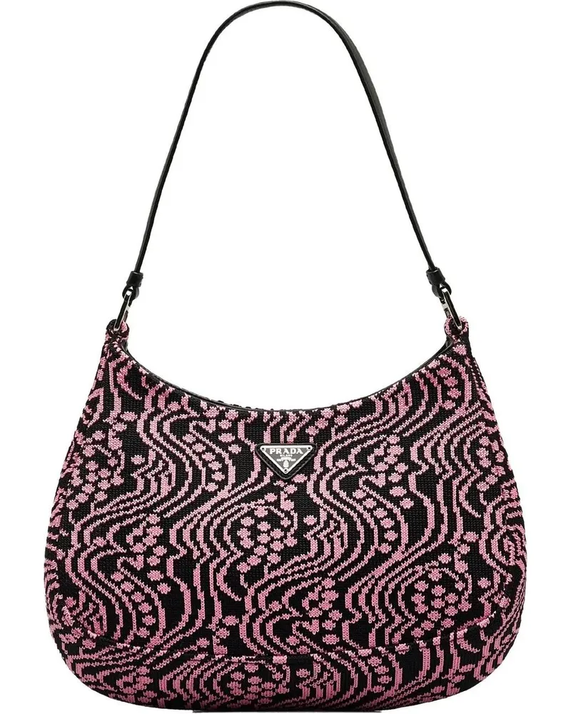 Prada Hobo Bags 2020-2021 Maglia Jacquard Knit Cleo Bag rosa Gold