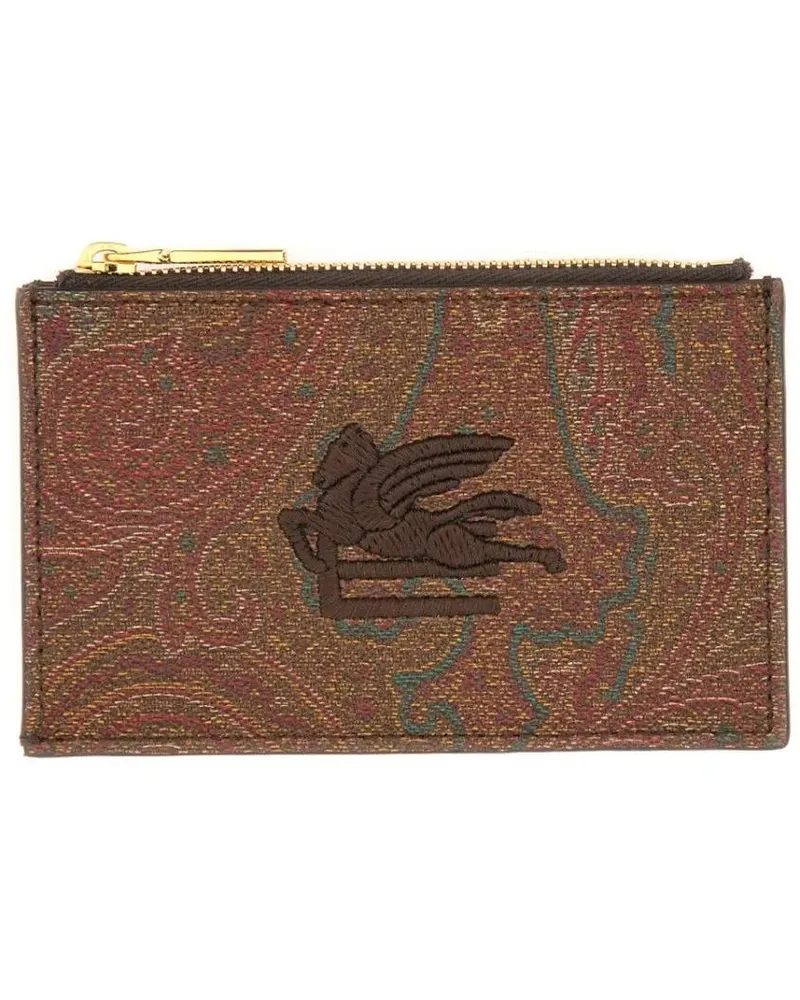 Etro Portemonnaies "Arnica" Card Holder With Pegasus braun Braun
