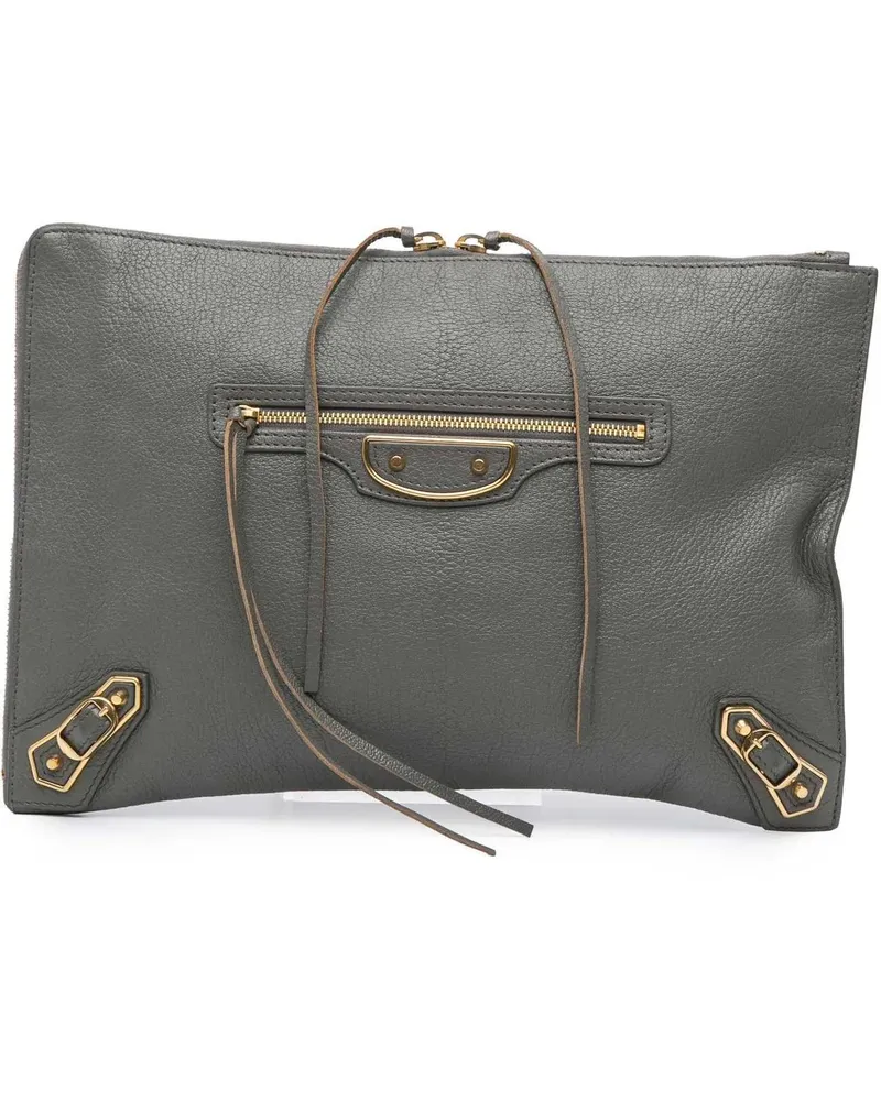 Balenciaga Clutches Lambskin Motocross Metallic Edge Flat Clutch grau Grau