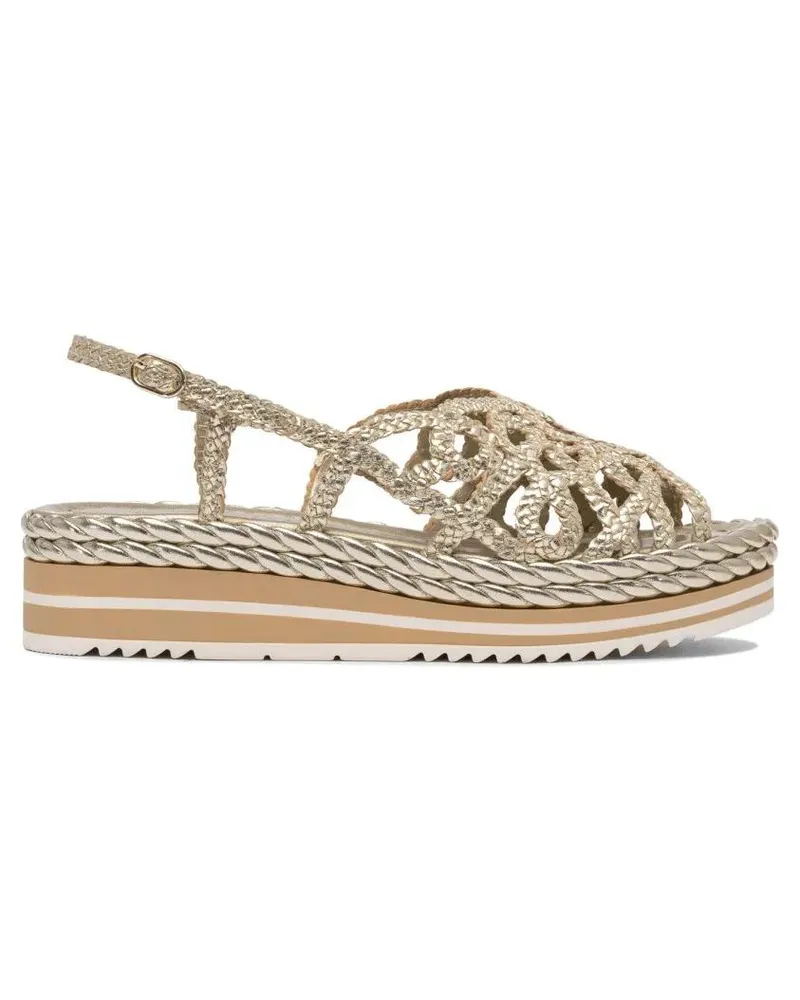 Pons Quintana Sandalen Woven Leather Sandals With Platform Sole beige Beige