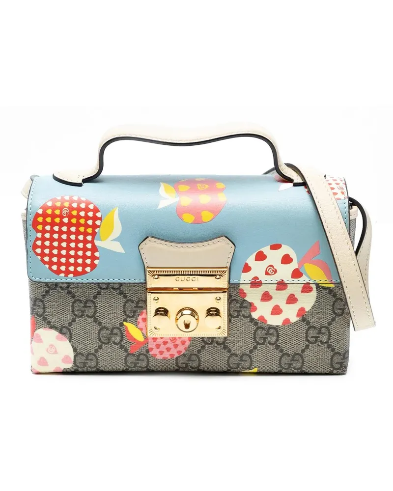 Gucci Hobo Bags Mini GG Supreme Monogram Les Pommes Padlock Satche braun Braun