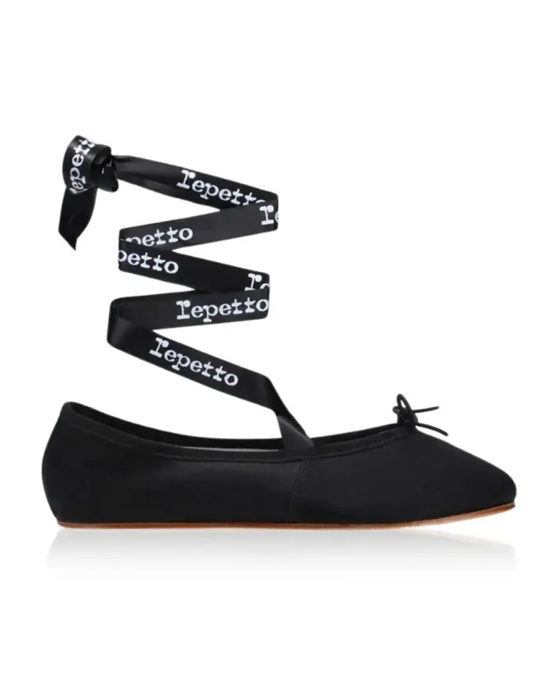 Repetto Sophia Logo Ribbon Ballerina Ballet Flats schwarz Schwarz