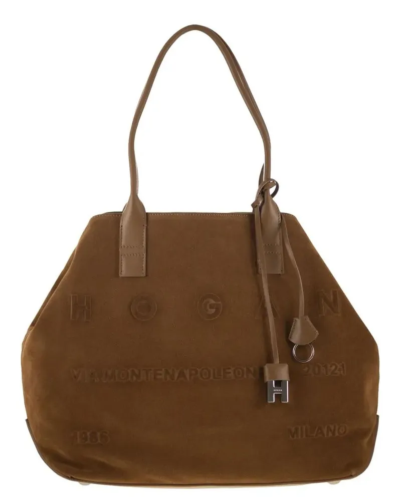 Hogan Shopper & Totes Medium Script Shopping Bag In Suede schwarz Schwarz