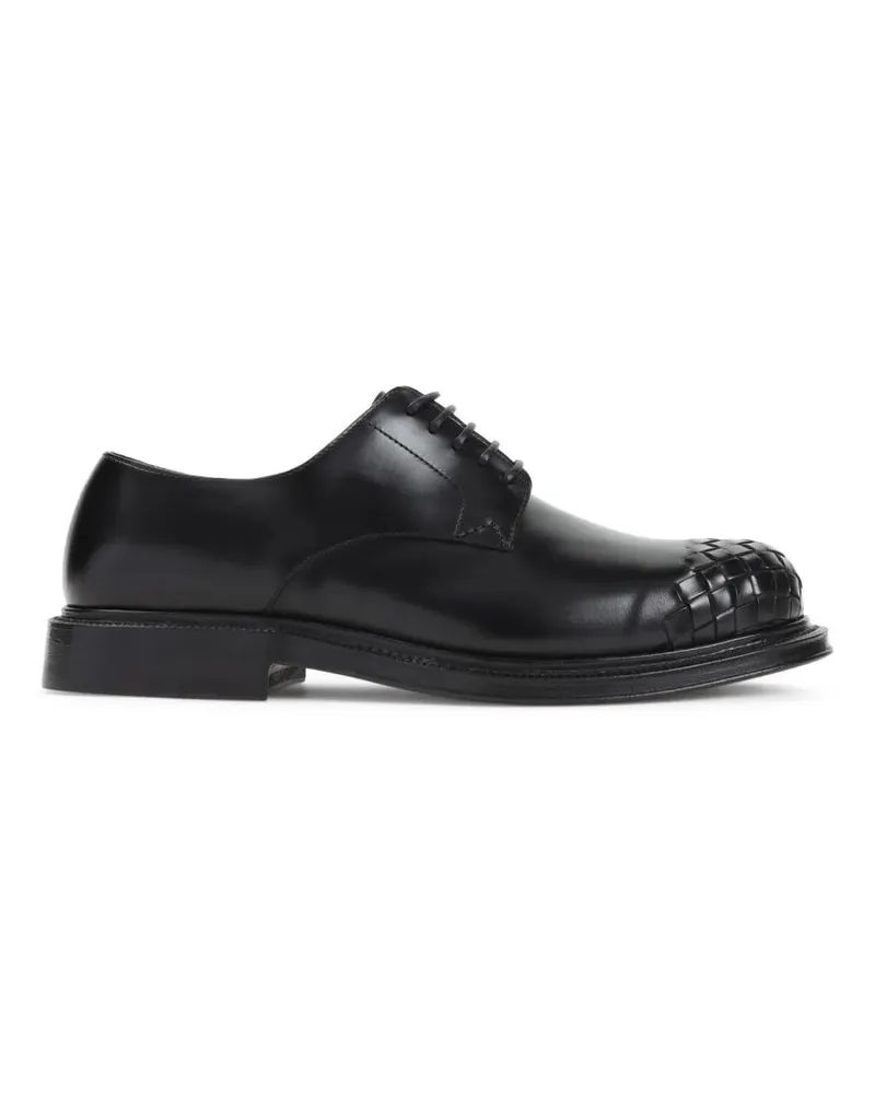Bottega Veneta Laced Black Leather Shoes schwarz Schwarz