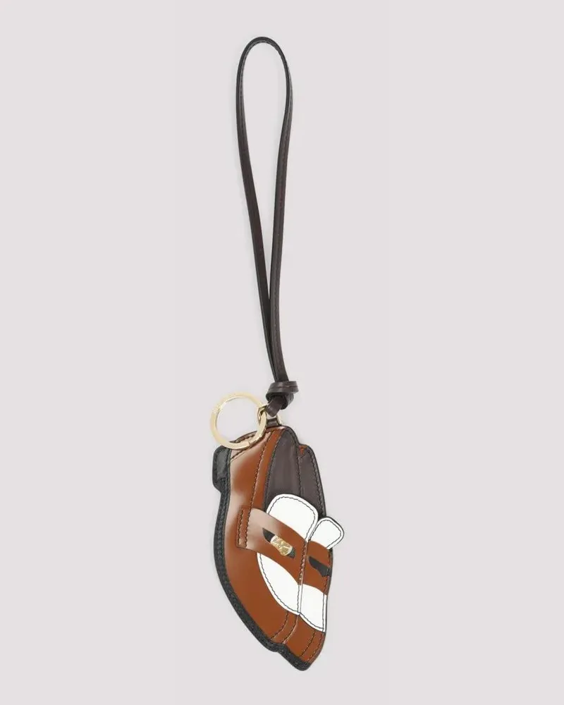 Miu Miu Schlüssel- & Taschenanhänger Trick Brown And White Calf Leather Key Ring brown Braun